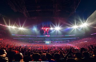 华体会体育篮球赛事直播，NBA球员在灯光璀璨的球馆内完成精彩扣篮，观众席沸腾